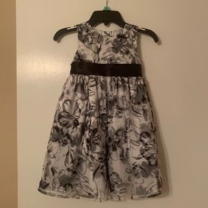 Girls Black and White Floral Dress